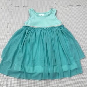 Hanna Andersson Baby Girls Dress Size 80 Aqua Green Tulle Tiered Party, Summer‎